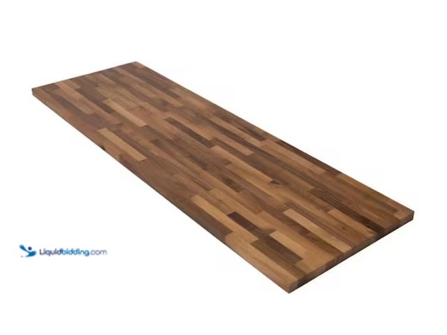 Lot 49-1567625 - HARDWOOD REFLECTIONS 8 ft. L x 25 in. D Unfinished Walnut Solid Wood Butcher Block Countertop with S...