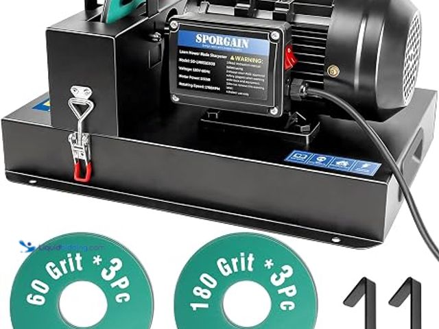 Lot 49-2025406 - SporGain Lawn Mower Blade Sharpener 2/3 HP 550W, 6 Sandpapers 60 & 180 Grit,  Lawnmower Blade Sharpe...