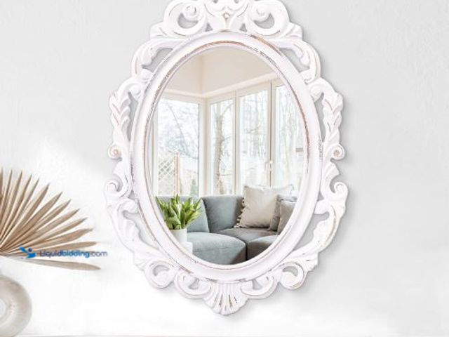 Lot 49-5436469 - Wall Mirror Oval Baroque Style Vintage Mirrors for Wall Wooden Hanging Arendahl Traditional Mirror D...