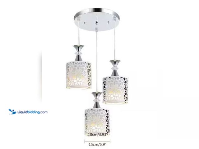 Lot 49-1549216 - 11.81 in. 3-Light White Modern Island Pendant Light with Metal Petal Hollow Design Shades, Model # H...