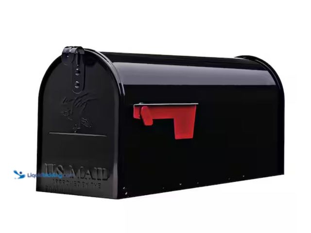 Lot 49-3614848 - Architectural Mailboxes Elite Black, Medium, Steel, Post Mount Mailbox, Model # E1100BAM, Unused.