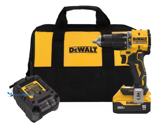 Lot 49-1519199 - DEWALT ATOMIC 20V Lithium-Ion Cordless 1/2 in. Hammer Drill Kit with 5.0 Ah Battery and Charger, Mod...