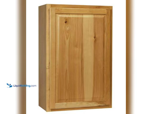 Lot 49-1631101 - Hampton Bay Hampton 24 in. W x 12 in. D x 36 in. H Assembled Wall Kitchen Cabinet in Natural Hickory...
