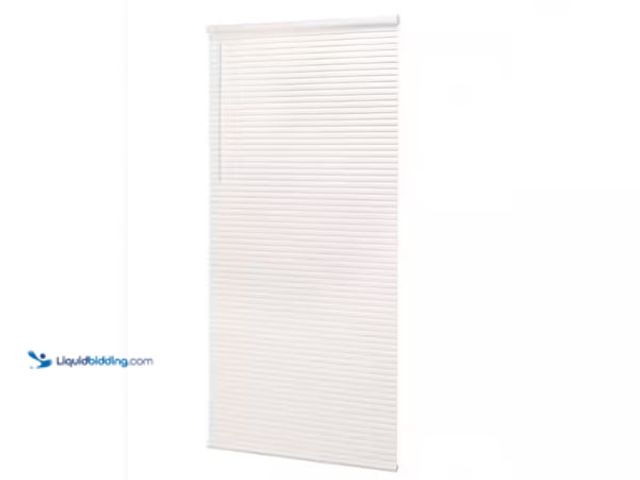 Lot 49-1625351 - Lot of (6) StyleWell Pre-Cut 32 in. W x 64 in. L Cordless Light Filtering White Vinyl Mini Blind wit...