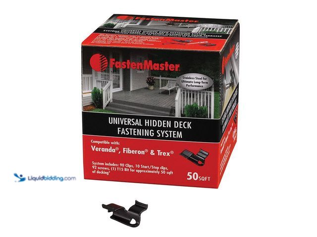 Lot 49-5449560 - FastenMaster
Universal Hidden Deck Fastening System – Stainless steel hidden deck screws and clips ...