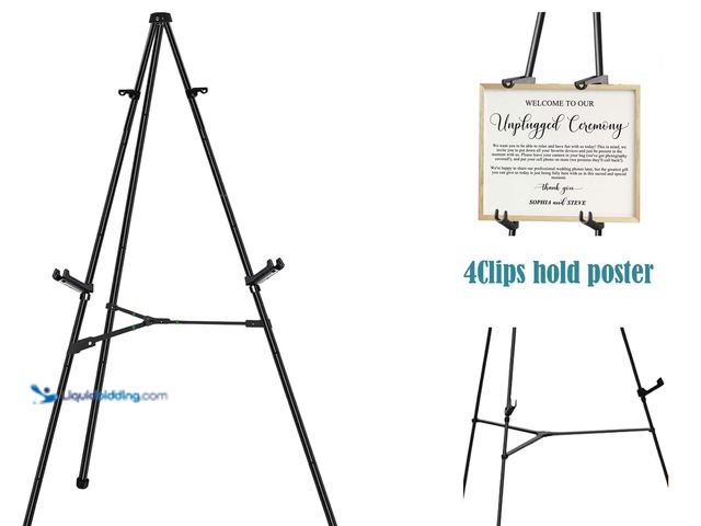 Lot 49-5412719 - 63" Easel Stand for Wedding Sign - Adjustable Easels for Display Painting Canvas - Metal Floor Easel...