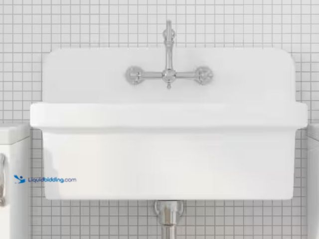 Lot 49-2026168 - Eridanus Mason 15 Gal. 30 in. W x 19 in. D Wall Mount Laundry/Utility Sink in Crisp White with Baske...