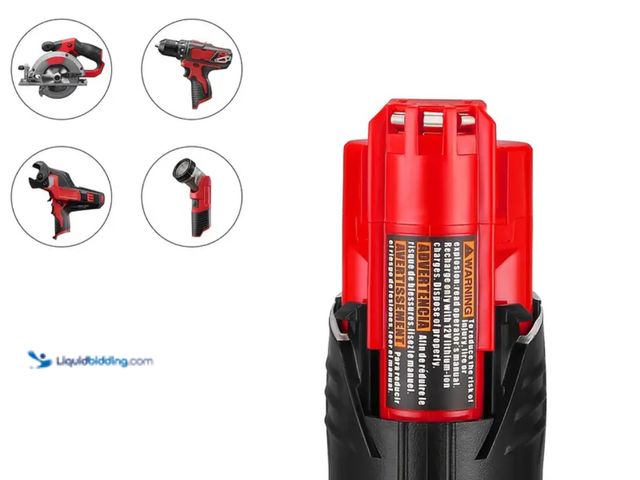 Lot 49-1816665 - New 2 batteries  3000mAh M12 Replacement Batteries for Milwaukee, Compatible with M12 XC Cordless Po...