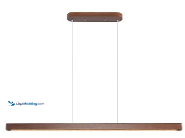 Lot 49-3631410 - Lot of (3) 71" Wood Linear Pendant Light Fixture - LED Island Light, Dimmable, Walnut Color, Model #...