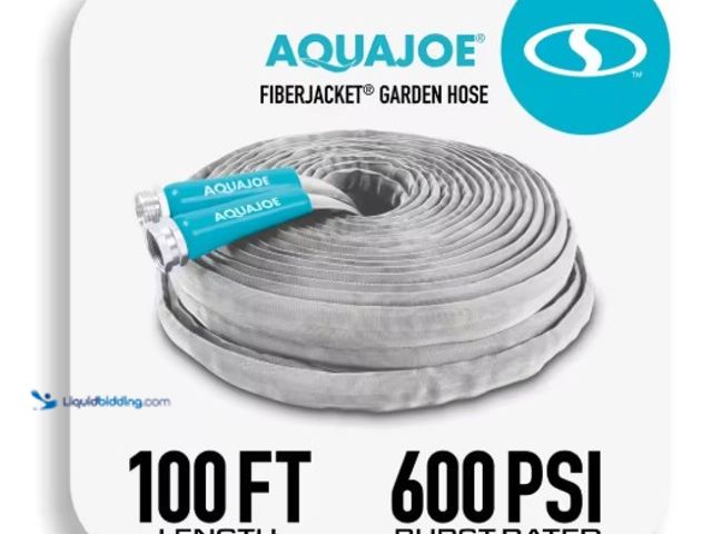 Lot 49-1516630 - AQUA JOE 1/2 in. Dia. x 100 ft. Xtreme Fiber jacket Garden Hose, Metal Fittings, Model # AJFJH100-PR...