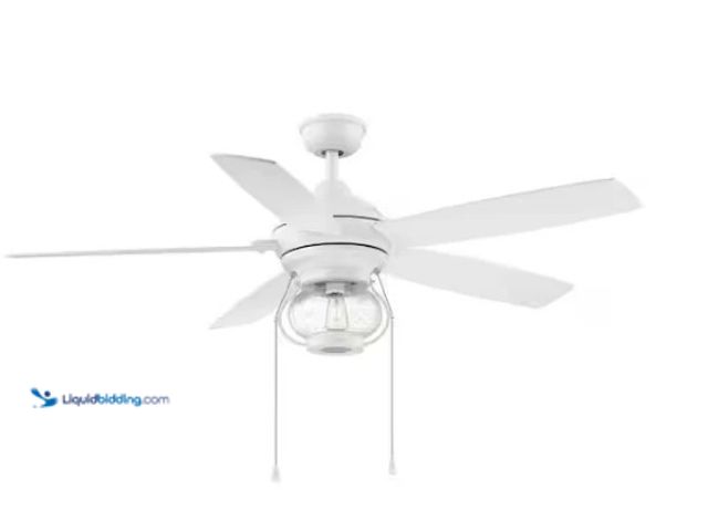Lot 49-5552676 - Home Decorators Raina 52" LED Matte White Ceiling Fan w/ Light AM595-MWH. Unused.