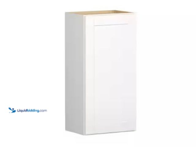 Lot 49-1624604 - Hampton Bay Shaker 18 in. W x 12 in. D x 36 in. H Assembled Wall Kitchen Cabinet in Satin White Mode...