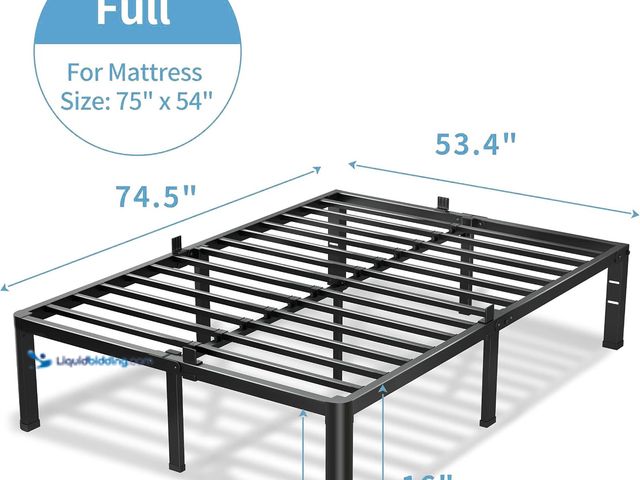 Lot 49-3565400 - 16 Inch Full Size Bed Frame, 3500Lbs Heavy Duty Metal Platform with Round Corner Legs Mattress Slide...