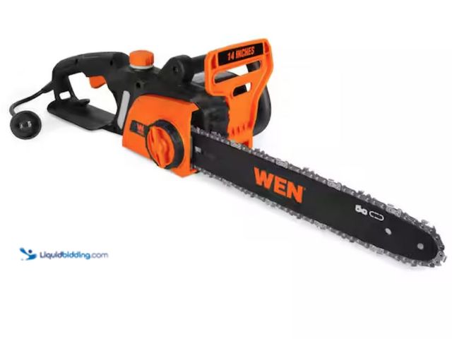 Lot 49-2006105 - WEN 14 in. Corded 10-Amp Electric Chainsaw, Model # CP1014, Slightly used, Has attachments, Powers o...