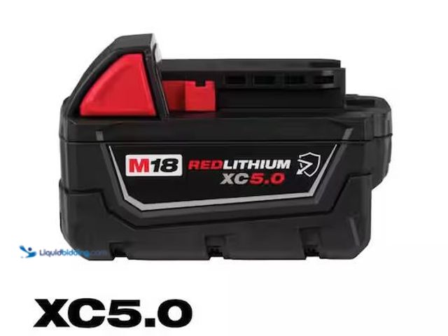 Lot 49-1630878 - Milwaukee M18 18-Volt 5.0 Ah Lithium-Ion XC Extended Capacity Resistant Battery Pack, Model # 48-11-...