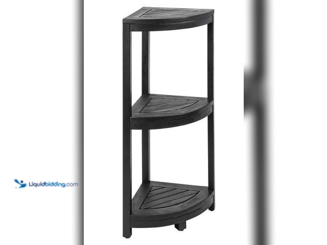 Lot 49-3431867 - happiness SHF1000B Sela 33" Classic Minimalist 3-Tier Acacia Wood Freestanding Bathroom Corner Shelf...