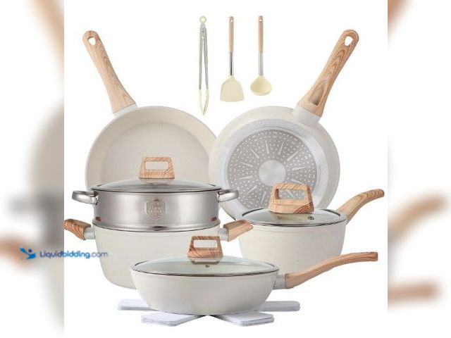 Lot 49-5436393 - 16PCS Pots and Pans Set Non Stick Cookware Set Nonstick with Cooking Set. Model #B0D943RYCX. Unused.