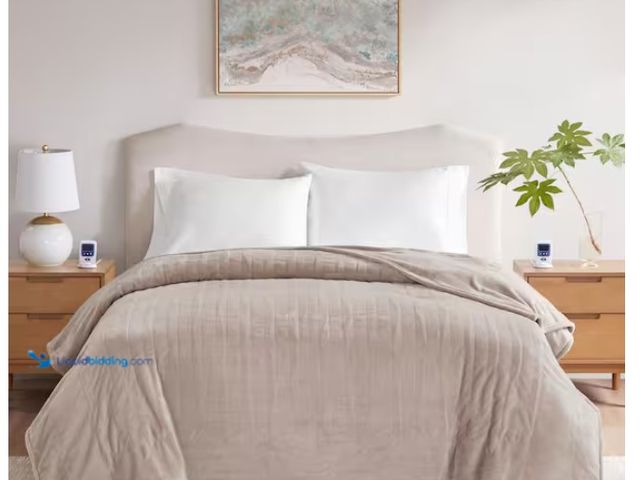 Lot 49-1622663 - Beautyrest Micro plush Taupe Queen Heated Electric Blanket with Wi-Fi Technology, Model # BR54-4130,...