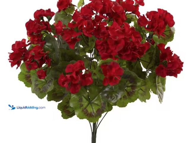 Lot 49-2000940 - Set of (3) Nearly Natural UV Resistant Indoor/Outdoor Geranium Artificial Bush, Model # 6131-S3-RD, ...