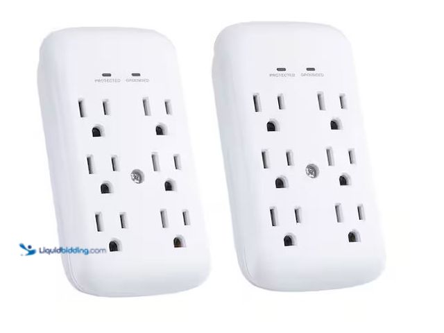 Lot 49-5545527 - Commercial Electric
6-Outlet Wall Mounted Surge Protector, White (2-Pack), Factory Sealed in a PK o...