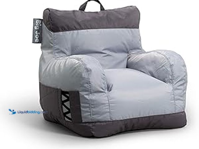 Lot 49-5423524 - Big Joe Dorm Bean Bag Chair with Drink Holder and Pocket, Two Tone Gray Smartmax, Durable Polyester ...