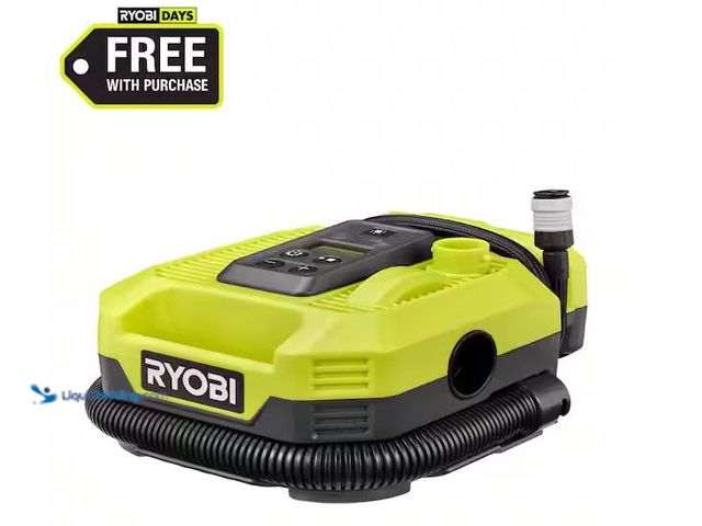 Lot 49-5551378 - RYOBI
ONE+ 18V Cordless Dual Function Inflator/Deflator(Tool Only), Used with attachments only, wor...