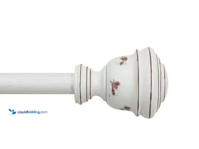 Lot 49-1622957 - Lot of (2) Mainstays 3/4" Faux Wood Urn Single Curtain Rod Set 30-84 in, White 19, Model # 810027873...