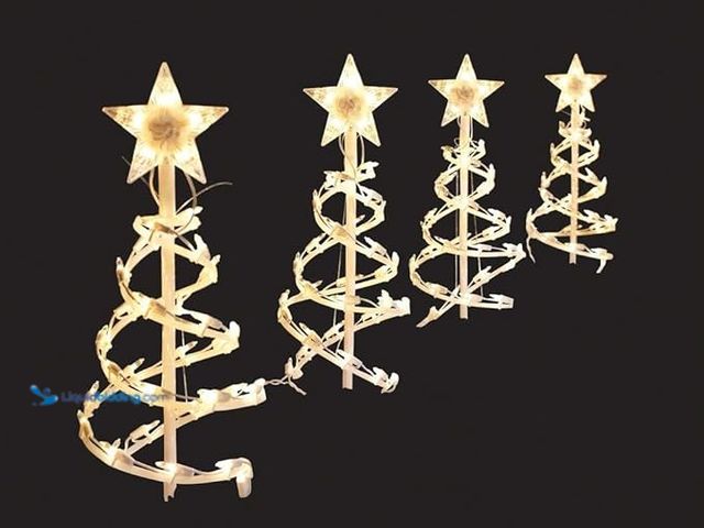 Lot 49-1548147 - Home Depot 18in Spiral Tree Pathway Lights Christmas Lawn Yard Decor (4 Pack) Model #B00A27YC1O, Unu...