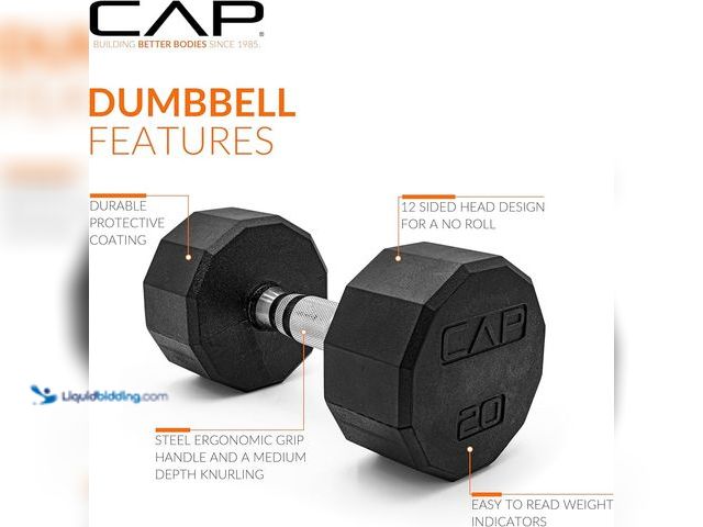 Lot 49-5551951 - CAP 50 lbs Coated Dumbbell Set | Multiple Styles, Unused, 2 25 lbs Dumbells.