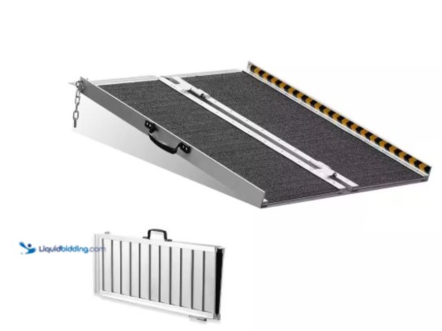 Lot 49-1516633 - VEVOR 3 ft. Portable Wheelchair Ramp 36 in. L x 29 in. W x 2 in. H Non-Slip Aluminum Folding Thresho...