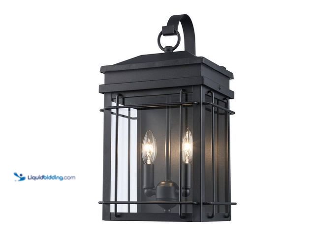 Lot 49-5433578 - Hampton Bay
Broward 17 in. 2-Light Black Outdoor Wall Light Fixture with Clear Glass. Item is Unuse...