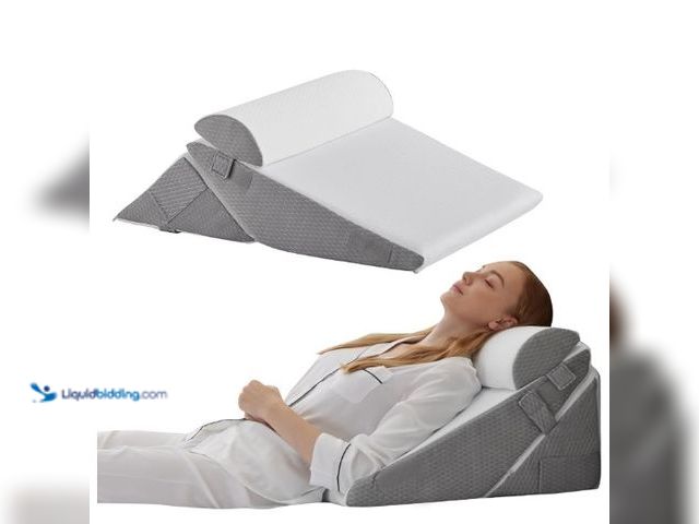Lot 49-1625710 - Bedluxe Wedge Pillow Headboard, 3PCS Orthopedic Bed Wedge Pillows Set for After Surgery, Adjustable ...
