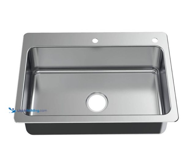 Lot 49-5416413 - Glacier Bay Bratten 33 in. Drop-In Single Bowl 18 Gauge Stainless Steel Kitchen Sink with Pull-Down ...