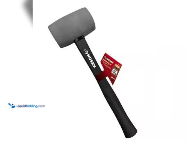 Lot 49-5436267 - Husky 24 oz. Gray Rubber Mallet with 14 in. Fiberglass Handle. Model # RMG-24F-HUSKY. Used.
