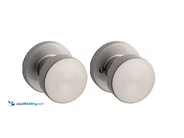 Lot 49-1566773 - lot of (2) Kwikset Pismo Round Satin Nickel Hall/Closet Door Knob Featuring Microband Antimicrobial ...