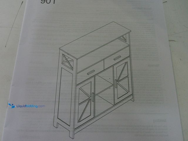 Lot 49-3482675 - Hogxp Storage Cabinet Coffee Bar Cabinet with 2 Adjustable Shelves 2 Drawers and 2 Doors for Bathroo...