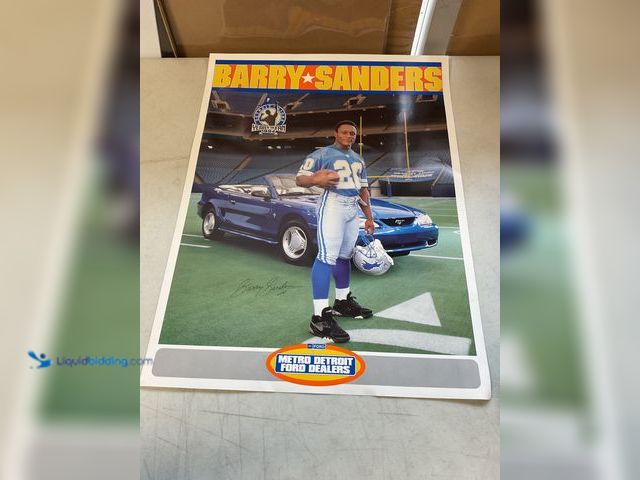 Lot 49-5314784 - Other NICE 1994 BARRY SANDERS DETROIT LIONS METRO DETROIT FORD DEALERS PROMO POSTER WITH FACSIMILE A...