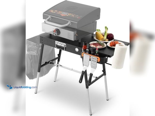 Lot 49-5410800 - Grill Tables for Outside, Blackstone Griddle Stand with Trash Holder - Fit 17” or 22” Other Tabletop...