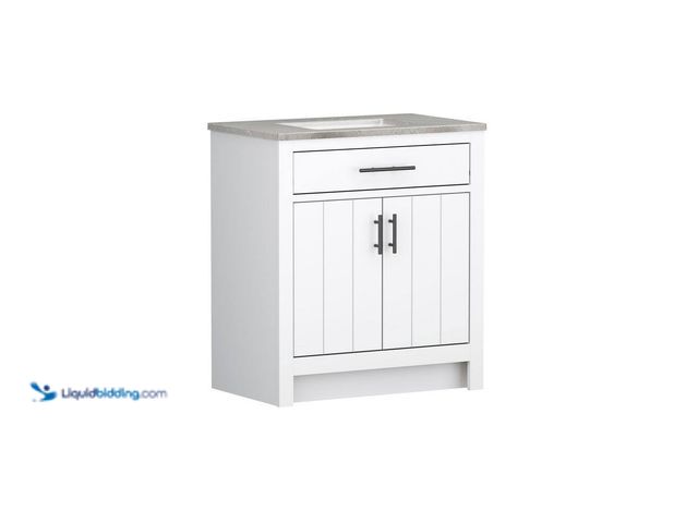 Lot 49-5508937 - Glacier Bay
Daney 30.5 in. W x 18.75 in. D x 34.3 in. H Single Sink Bath Vanity in White with Gray ...