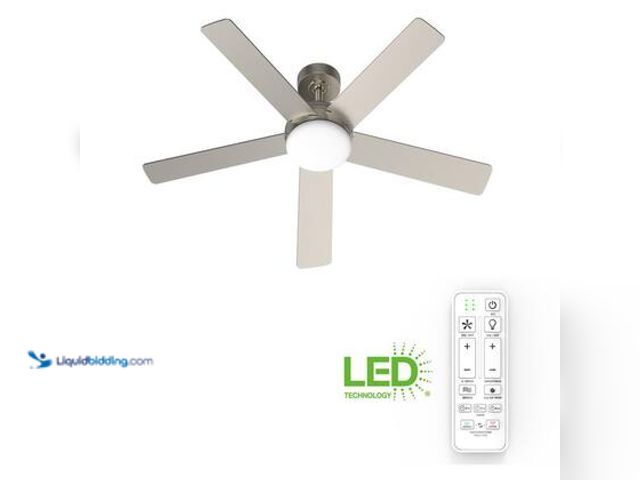 Lot 49-5572451 - Home Decorators Collection Carley 52 in. Integrated LED Indoor Brushed Nickel Smart Ceiling Fan with...