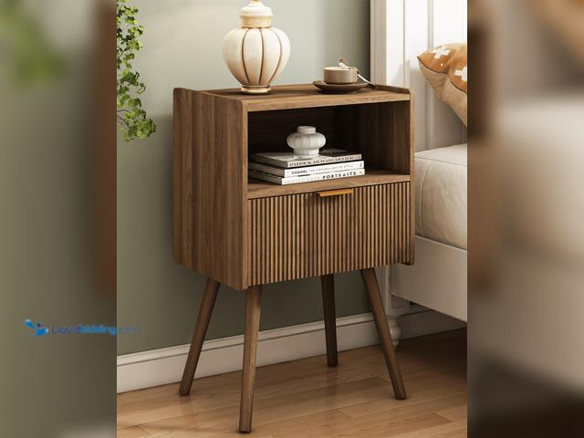 Lot 49-5435395 - Nightstand,Modern Bedside Table with Storage Drawer and Open Wood Shelf, for Living Room, Bedroom an...
