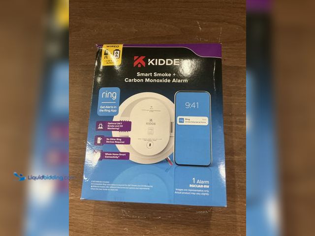 Lot 49-5435956 - Kidde Fire
Smart Smoke + CO Alarm with Ring App Alerts Unused (hardware included)