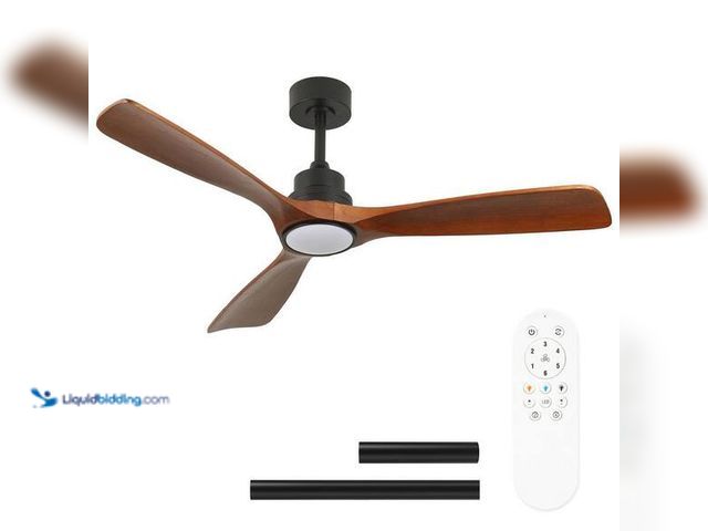 Lot 49-3565043 - TOZING
52 in. LED Indoor Modern Black Dimmable Low Profile Vintage Flush Mount Ceiling Fan Light wi...