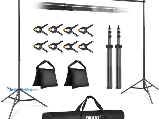 Lot 49-5452201 - EMART Backdrop Stand 10x7ft(WxH) Photo Studio Adjustable Background Stand Support kit with 2 Crossba...