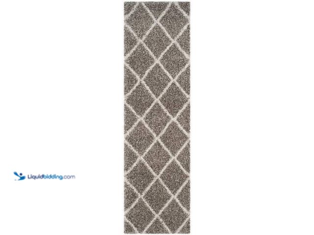Lot 49-5414334 - Safavieh Diamond Hudson Shag Gray/Ivory 2 ft. x 6 ft. Geometric Diamonds Runner Rug, Unused.