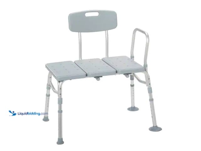 Lot 49-1622390 - Drive Medical Plastic Transfer Bench with Adjustable Backrest, Model # 12011kd-1, Unused, Has attach...