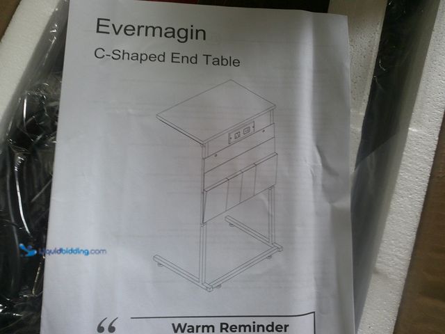 Lot 49-3466120 - C Shaped End Table with Charging Station, Small Side Table with Storage Bag for Couch and Recliner, ...
