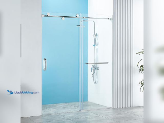 Lot 49-5426742 - 56-60" W x 76" H Frameless Sliding Shower Door, Frameless Shower Door, Shower Glass Door with 5/16" ...