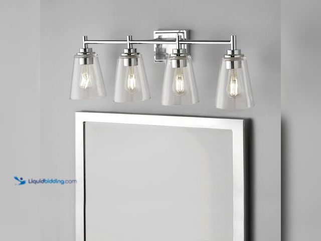 Lot 49-5454351 - Wakefield 31 in. 4-Light Chrome Modern Vanity with Clear Glass Shades Model # HB3682-07 item is unus...