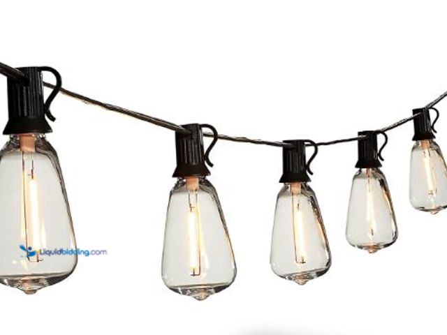 Lot 49-3432206 - Lot of (4) DAMAING Outdoor String Lights 150 FT Patio Lights String with 75 Dimmable ST38 Plastic LE...